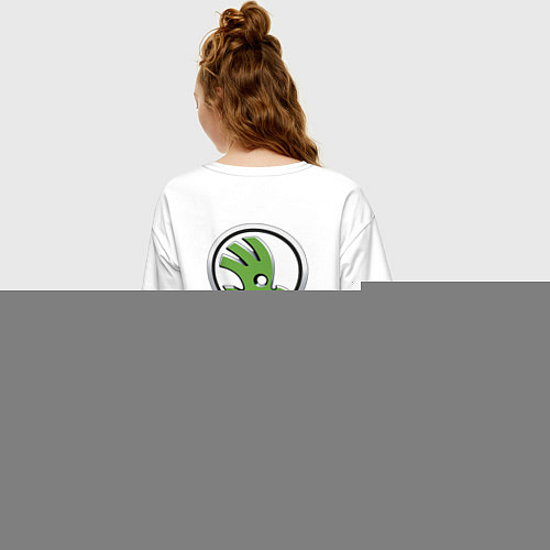 Женская футболка оверсайз Шкодавод спина Z / Белый – фото 4