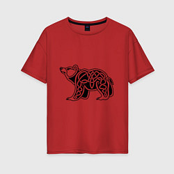 Женская футболка оверсайз Скандинавский медведь чёрный
