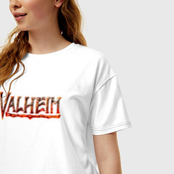 Футболка оверсайз женская Valheim огненный лого, цвет: белый — фото 2