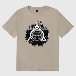Футболка оверсайз женская Вегвизир Рунический Компас, цвет: миндальный