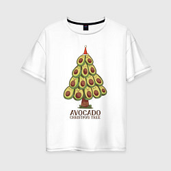 Футболка оверсайз женская Avocado Christmas Tree, цвет: белый