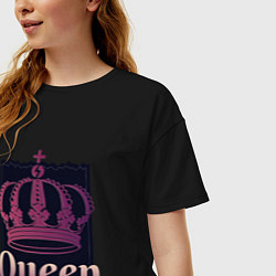 Футболка оверсайз женская Queen Королева и корона, цвет: черный — фото 2
