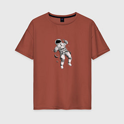 Футболка оверсайз женская Космонавт, цвет: кирпичный