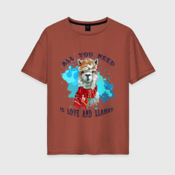 Женская футболка оверсайз Любовь и ламы