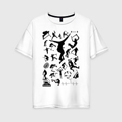 Женская футболка оверсайз Трюковый самокат все звезды