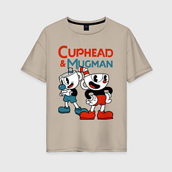 Футболка оверсайз женская Cuphead & Mugman, цвет: миндальный
