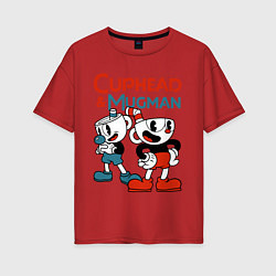 Футболка оверсайз женская Cuphead & Mugman, цвет: красный