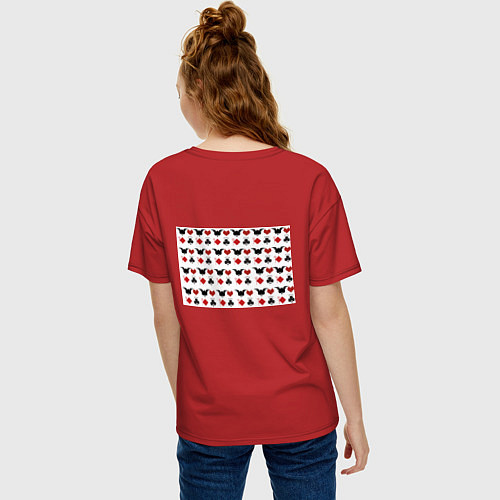 Женская футболка оверсайз Карточные масти / Красный – фото 4