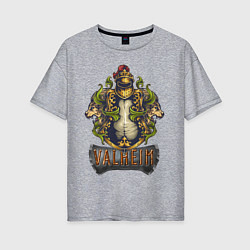 Женская футболка оверсайз Valheim рыцарь и львы
