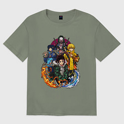 Футболка оверсайз женская КЛИНОК, РАССЕКАЮЩИЙ ДЕМОНОВ, цвет: авокадо