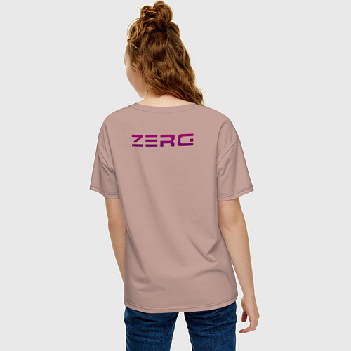 Женская футболка оверсайз Zerg logo Purple / Пыльно-розовый – фото 4