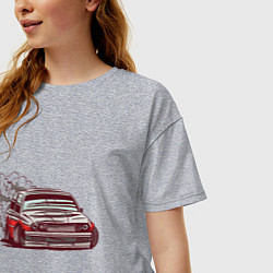 Футболка оверсайз женская Cartoon Car BMW M3 Drift, цвет: меланж — фото 2