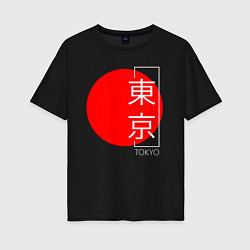 Женская футболка оверсайз Tokyo иероглифами