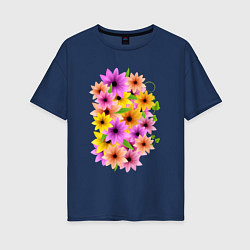 Женская футболка оверсайз Flowers boom!