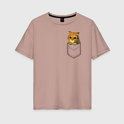 Женская футболка оверсайз Шрек: Кот в кармане