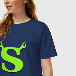 Футболка оверсайз женская Shrek: Logo S, цвет: тёмно-синий — фото 2