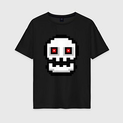 Футболка оверсайз женская Skull Geometry Dash, цвет: черный