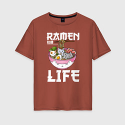 Футболка оверсайз женская Ramen life, цвет: кирпичный