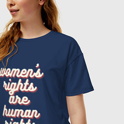 Футболка оверсайз женская Womens rights are human right, цвет: тёмно-синий — фото 2