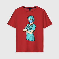 Футболка оверсайз женская Медсестра Медработник Z, цвет: красный