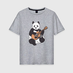 Женская футболка оверсайз Панда гитарист Panda Guitar