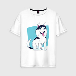 Женская футболка оверсайз Сибирский Хаски Siberian Husky