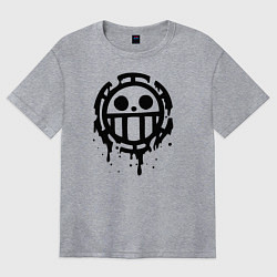 Футболка оверсайз женская One Piece знак черной краской, цвет: меланж