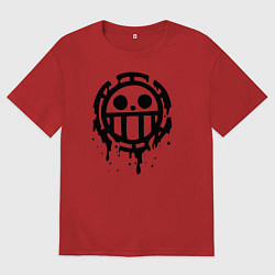 Футболка оверсайз женская One Piece знак черной краской, цвет: красный