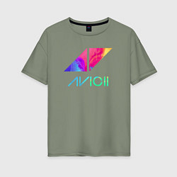 Футболка оверсайз женская AVICII RAIBOW, цвет: авокадо