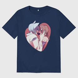 Футболка оверсайз женская Tomoe and Nanami KIss, цвет: тёмно-синий