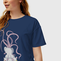 Футболка оверсайз женская Крыса-цербер, цвет: тёмно-синий — фото 2