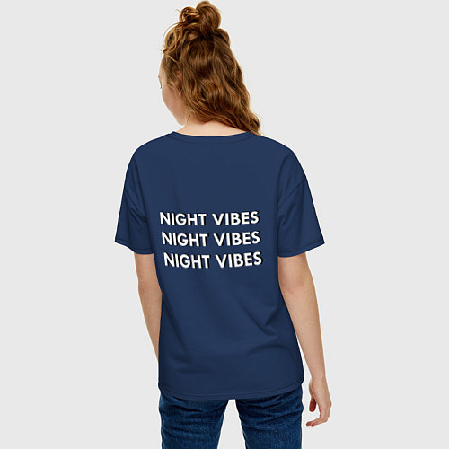 Женская футболка оверсайз Ночная гладь / Тёмно-синий – фото 4