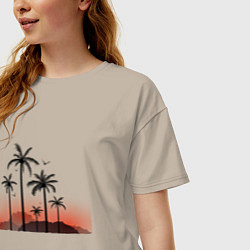Футболка оверсайз женская Palm tree, цвет: миндальный — фото 2