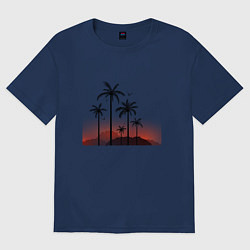 Футболка оверсайз женская Palm tree, цвет: тёмно-синий