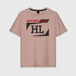 Женская футболка оверсайз Hockey live big logo