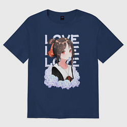 Футболка оверсайз женская Love flower, цвет: тёмно-синий
