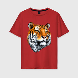 Футболка оверсайз женская Тигр, цвет: красный