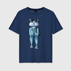 Женская футболка оверсайз Уличный котик