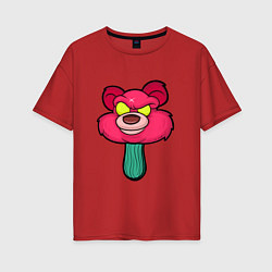 Женская футболка оверсайз Розовый медведь