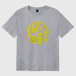 Футболка оверсайз женская FUCK OFF SMILE, цвет: меланж