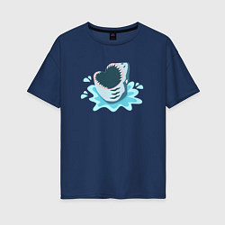 Футболка оверсайз женская Акула, цвет: тёмно-синий