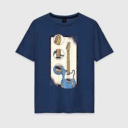 Футболка оверсайз женская Fender Telecaster, цвет: тёмно-синий