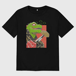 Футболка оверсайз женская Caiman and Jiaozi, цвет: черный