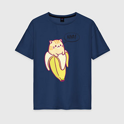 Женская футболка оверсайз Кот в банане