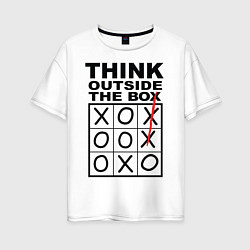 Футболка оверсайз женская THINK OUTSIDE THE BOX, цвет: белый