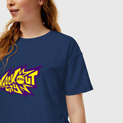 Футболка оверсайз женская Knockout City Logo Логотип, цвет: тёмно-синий — фото 2