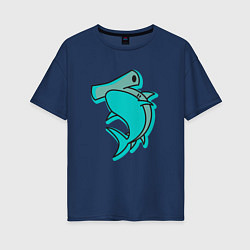 Футболка оверсайз женская Акула молот, цвет: тёмно-синий
