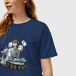 Футболка оверсайз женская Девушки и танки Jatkosota, цвет: тёмно-синий — фото 2