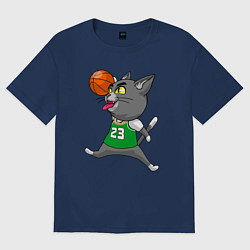 Футболка оверсайз женская Jordan Cat, цвет: тёмно-синий