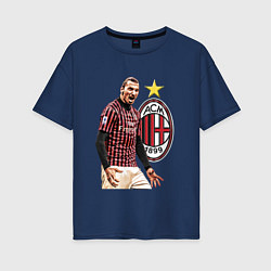 Футболка оверсайз женская Zlatan Ibrahimovic Milan Italy, цвет: тёмно-синий